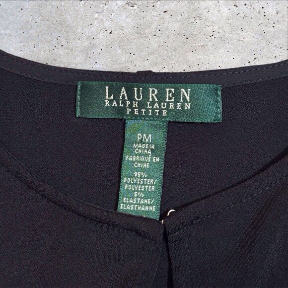 Lauren Ralph Lauren Tunic Key Hole Front Womens Petite Medium PM Black - Picture 8 of 9